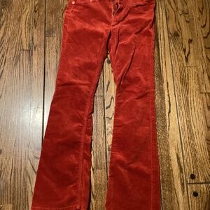 Earl Jeans Y2K Orange Red Velvet Corduroy Flare Pants Women’s 28 retro mod